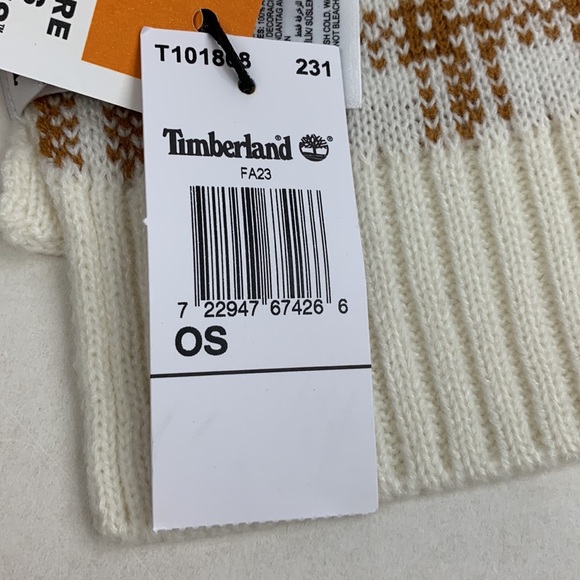 Timberland Plaid Knit Scarf Creme Tan New NWT Acrylic - Picture 6 of 13